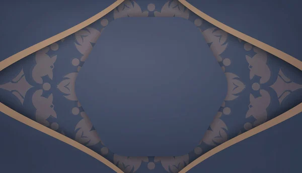 Modèle Bannière Couleur Bleue Avec Ornement Marron Mandala Pour Conception — Image vectorielle