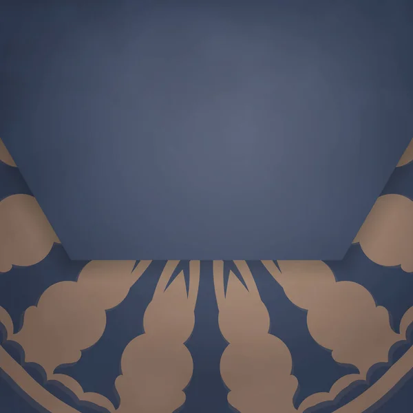 Вітальна Брошура Синьому Кольорі Розкішним Коричневим Візерунком Ваших Привітань — стоковий вектор