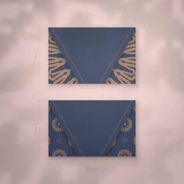 Kişiliğin için Yunanca kahverengi desenli mavi kartvizit..