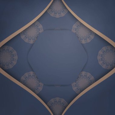 Tebrik etmek için mavi ve kahverengi desenli bir broşür..