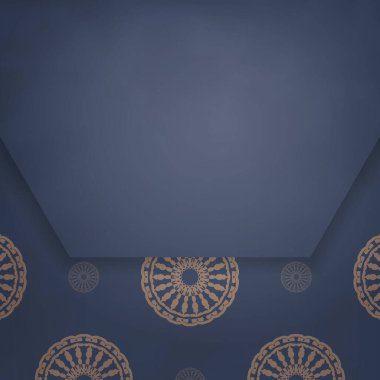 Mavili el ilanı, tasarımınız için Hint kahverengi desenli..