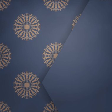 Mavili tebrik broşürü. Tasarımınız için lüks kahverengi bir süs..