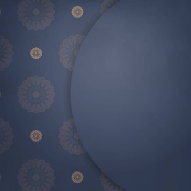 Markanız için kahverengi mandala desenli mavili tebrik broşürü..