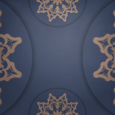 Mavili tebrik uçuşu şablonu ve basılmaya hazır Hint kahverengi süslemeleri.