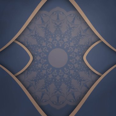 Mavili tebrik broşürü. Tasarımınız için lüks kahverengi süsler..