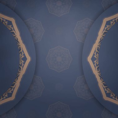 Kartpostal eski kahverengi desenli mavi ve basılmaya hazır..