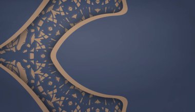 Mavi baner ile soyut kahverengi desen ve metin altında yer