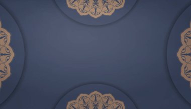 Soyut kahverengi desenli mavi baner logo veya metin için boşluk