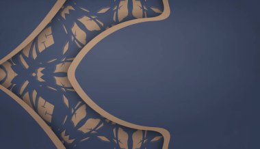 Logonuz altında tasarlamak için soyut kahverengi desenli mavi baner.