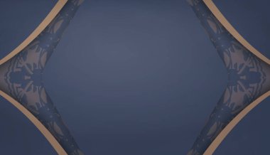 Metin altında tasarım için Yunanca kahverengi süslemeli mavi pankart