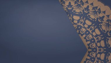 Mavili baner, Yunan kahverengi süslemeleri ve logonuz için bir yer