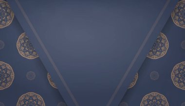 Logo tasarımı için Yunanca kahverengi desenli mavi baner