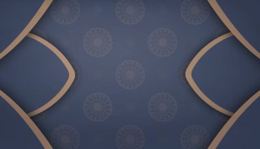 Yazı altında tasarım için Hint kahverengi süslemeli mavi pankart