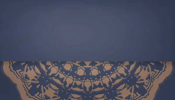 Baner Azul Con Patrón Marrón Abstracto Lugar Para Texto — Vector de stock