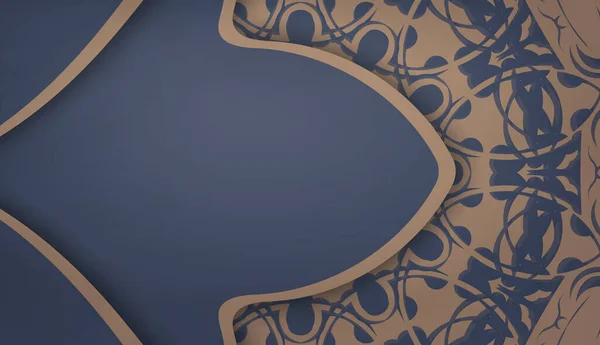 Банер Синем Абстрактным Коричневым Рисунком Дизайна Вашим Логотипом Текстом — стоковый вектор
