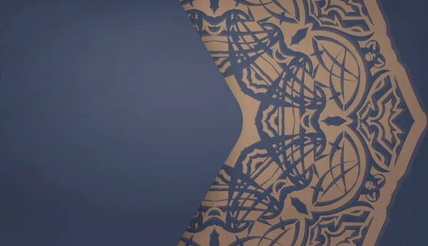 Банер Синій Індійським Коричневим Візерунком Місце Під Логотипом — стоковий вектор