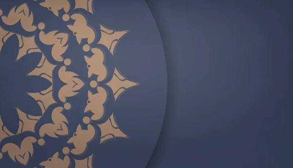 Modèle Bannière Bleue Avec Des Ornements Marron Indien Placer Sous — Image vectorielle