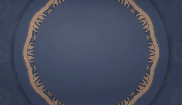 Modrá Barva Banner Šablona Hnědou Mandala Vzor Pro Design Pod — Stockový vektor
