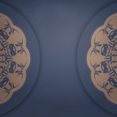 Klasik kahverengi desenli mavi renkli uçucu tipografi için hazırlandı.