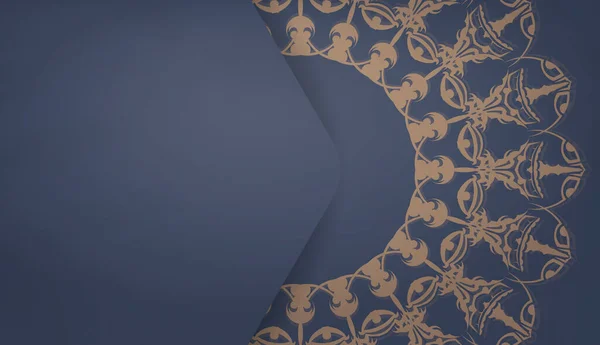 Modrá Barva Banner Šablona Indickým Hnědým Vzorem Pro Logo Nebo — Stockový vektor