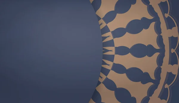 Modèle Bannière Couleur Bleue Avec Motif Brun Luxueux Pour Conception — Image vectorielle