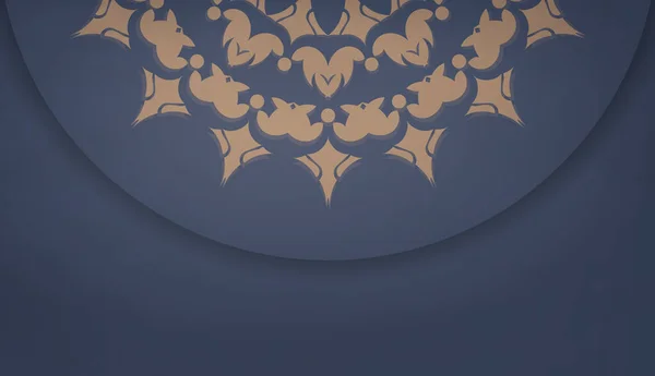Blaue Banner Vorlage Mit Luxuriösem Braunen Muster Für Die Gestaltung — Stockvektor