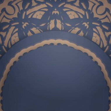 Üzerinde Hint kahverengi süsü olan mavi kartpostal basılmaya hazır..