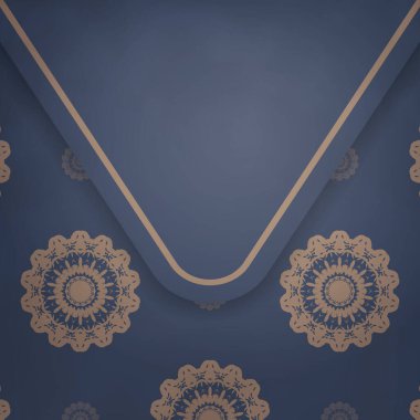 Tebrik etmek için mavi renkli broşür ve Hint kahverengi süslemeleri..