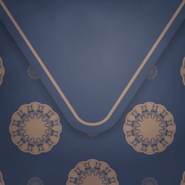 Tebrik etmek için mavi ve kahverengi süslemeli broşür..