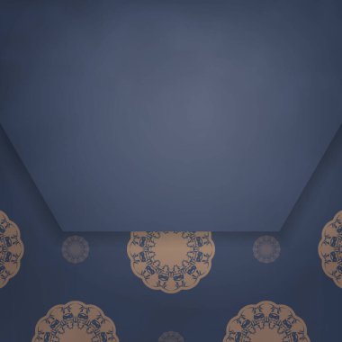 Tasarımınız için mavi ve kahverengi desenli broşür..