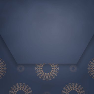 Tasarımınız için soyut kahverengi desenli mavi broşür selamlanıyor.