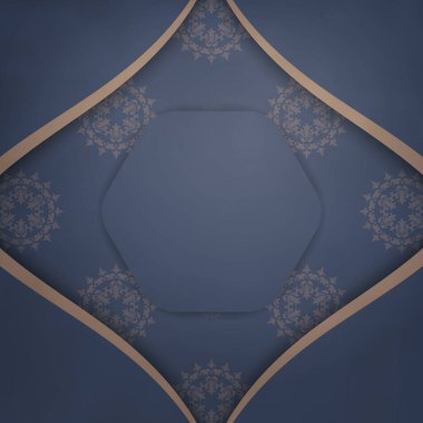 Tebrik etmek için mavi kartpostalda Hint kahvesi deseni var..