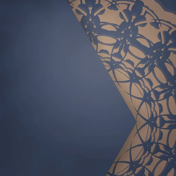 Шаблон Листівки Синім Абстрактним Коричневим Орнаментом Ваших Привітань — стоковий вектор