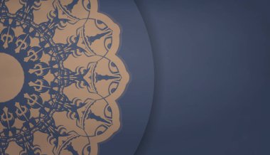 Yunanca kahverengi desenli ve logo veya metin için alanı olan mavi baner