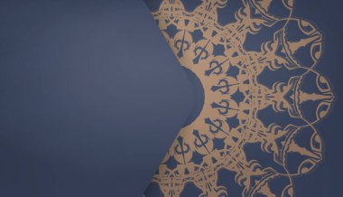 Baner in blue ve lüks kahverengi desenli logonuz altında tasarım için