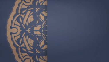 Mavili pankart, klasik kahverengi süs ve logo alanı