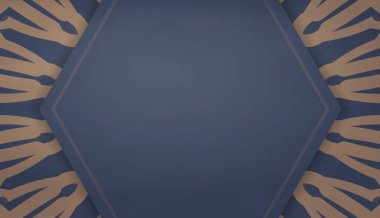 Hint kahverengi desenli mavi pankart şablonu ve logo veya metin altında