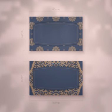 Markan için kahverengi mandala süslemeli mavi kartvizit..