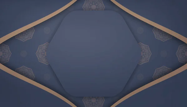 Baner Bleu Avec Motif Brun Grec Espace Pour Texte — Image vectorielle
