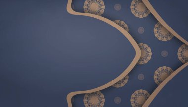 Metin altında tasarım için lüks kahverengi süslemeli mavi arkaplan