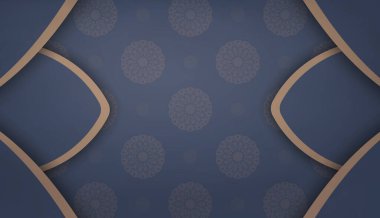 Logo veya metin altında tasarım için Yunanca kahverengi desenli mavi arkaplan