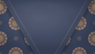 Metnin altında tasarım için klasik kahverengi süslemeli mavi arkaplan