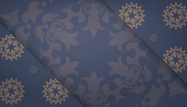 Logonuz veya metniniz için mavi renkli ve Hint kahverengi desenli arkaplan