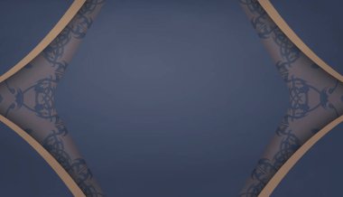 Logo veya metin altında tasarım için soyut kahverengi desenli mavi arkaplan