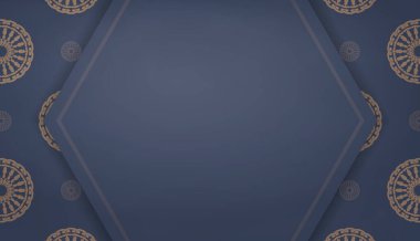 Eskimiş kahverengi süslemeleri ve logo veya metin için yeri olan mavi arkaplan