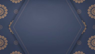 Logo veya metin altında tasarım için Hint kahverengi süsü ile mavi arka plan