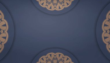 Logo veya metin için soyut kahverengi desenli mavi arkaplan