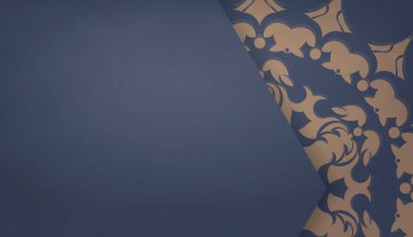 Eskimiş kahverengi süslemeli mavi arkaplan ve logo veya metin için boşluk