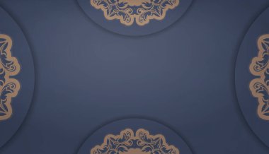 Eskimiş kahverengi süs ve logo alanı ile mavi arka plan