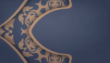 Logo veya metin için soyut kahverengi desenli mavi arkaplan